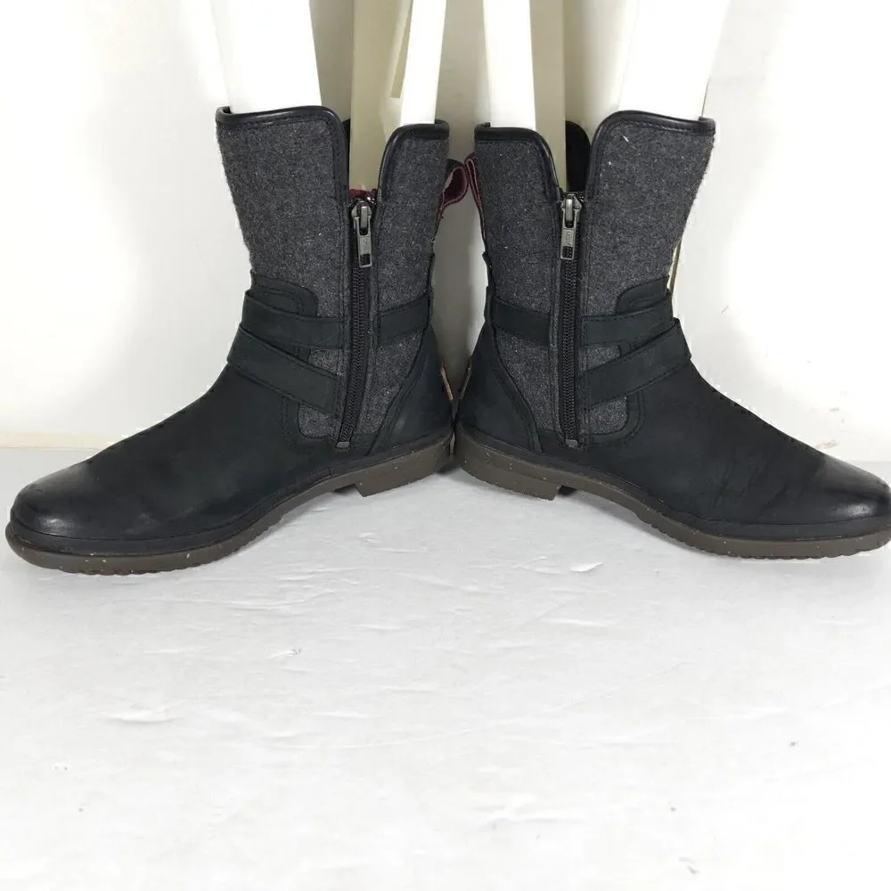 UGG Women's Robbie US 7 Waterproof Side Zip Black Buckle winter Boots